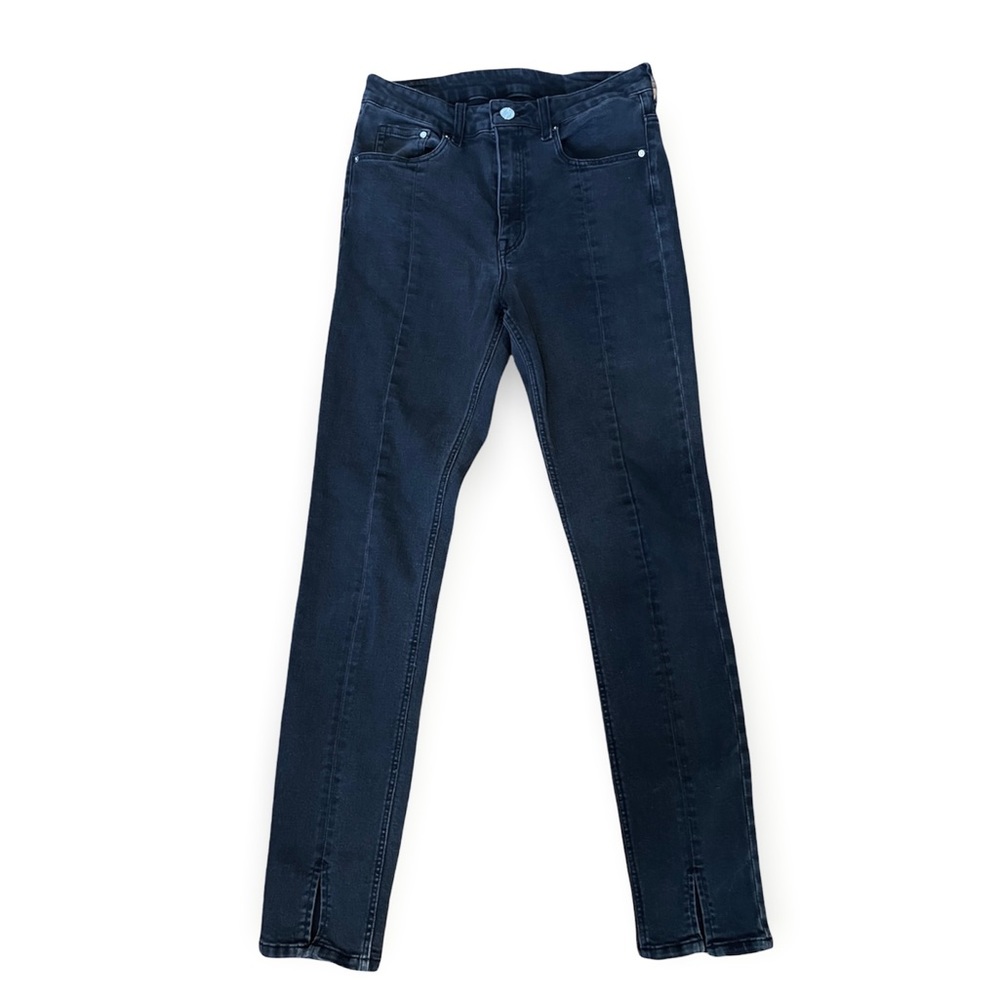 H&M Women’s Black High Waist Skinny Ankle Jeans With Front Slits Size 27